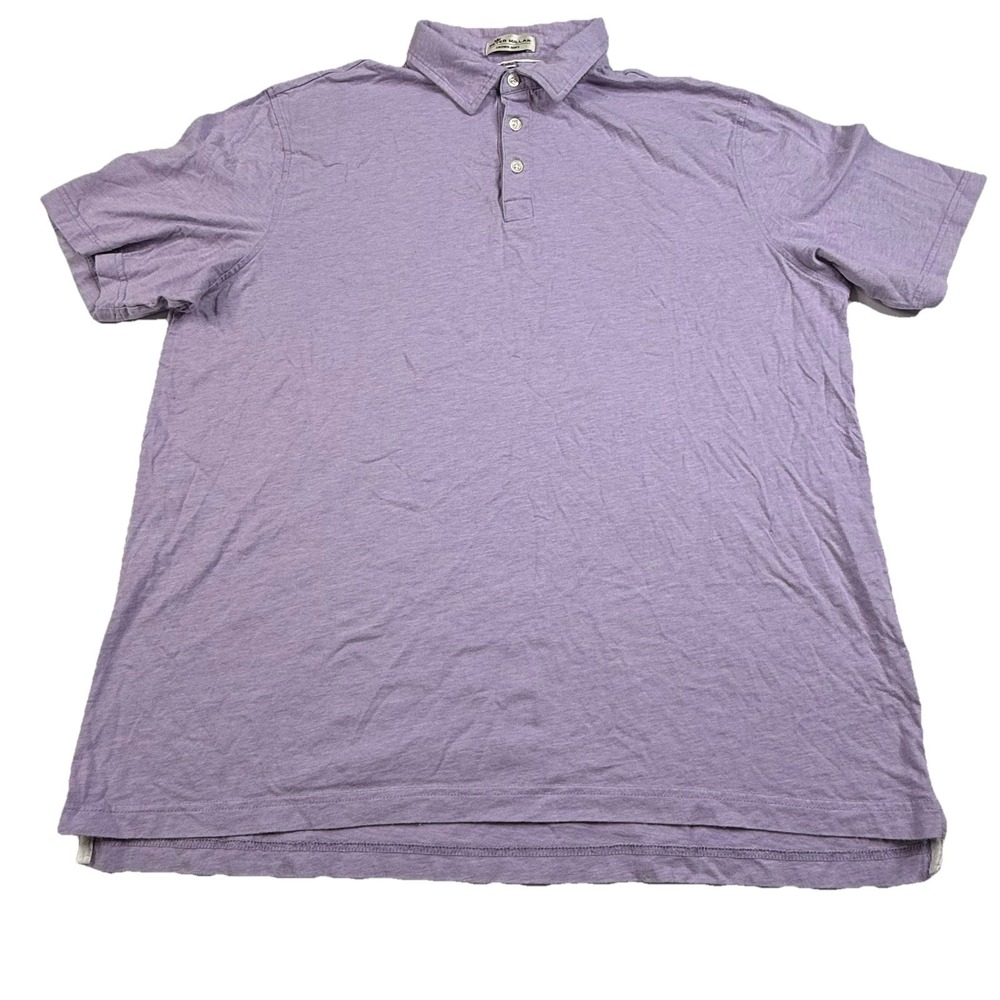 Peter Millar Crown Soft Polo Shirt Heathered Purple Men's Large Pima Cotton Silk